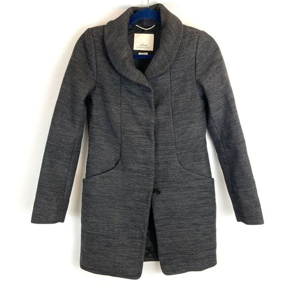 Aritzia Wilfred Cocoon Coat Jacket Women's XXS Gray Wool Blend  EUC - Picture 1 of 7